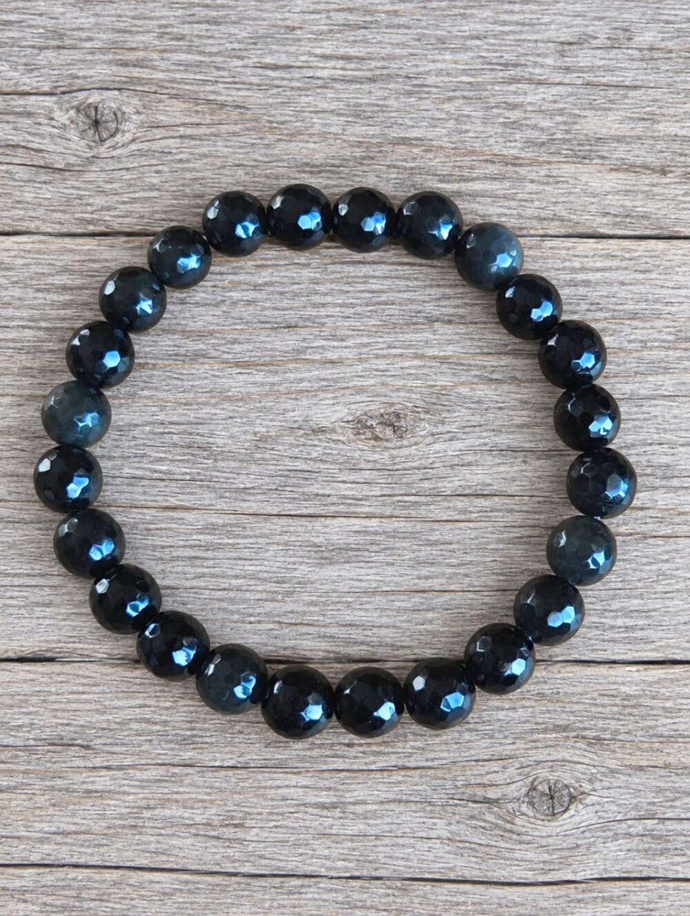 Rainbow Obsidian Beaded Stretch Bracelet | Handmade
